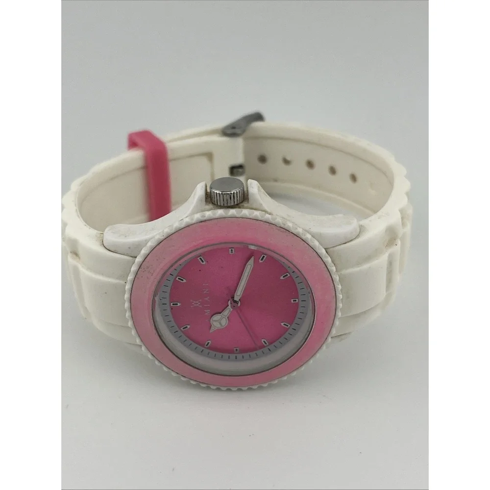 Time2U for Amiani Watch Women 40mm Case‎ White Silicone Band- New Battery